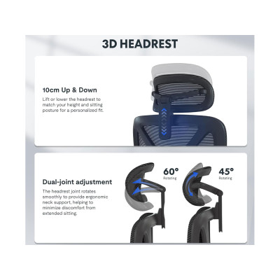 Ergonomická kancelářská židle C7DG-Air LITE PRO pro manažery, tmavě šedá - B