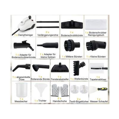Parní čistič ES10500DE-WH s 28 kusy příslušenství, bílý - A