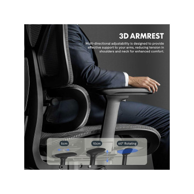 Ergonomická kancelářská židle ErgoX s výškově nastavitelným sedákem, černá - A