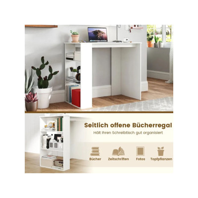 Počítačový stůl s policí CB10868WH, 90cm, bílý - B