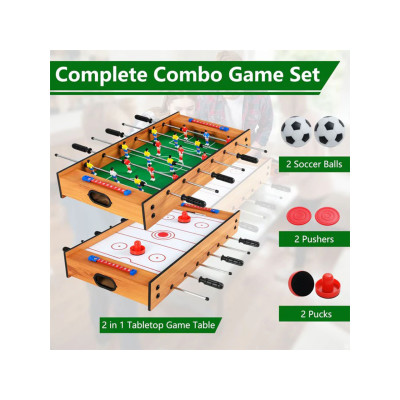 Herní stůl 2 v 1 UY10205 s kompaktní deskou na stolní fotbálek a hokej - N