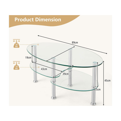 Konferenční stolek HV10456TR z tvrzeného skla, 89 x 50 x 45 cm - B
