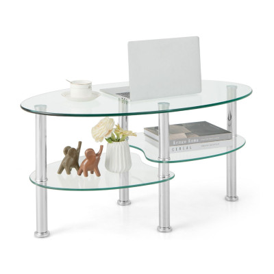 Konferenční stolek HV10456TR z tvrzeného skla, 89 x 50 x 45 cm - B