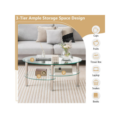 Konferenční stolek HV10456TR z tvrzeného skla, 89 x 50 x 45 cm - B