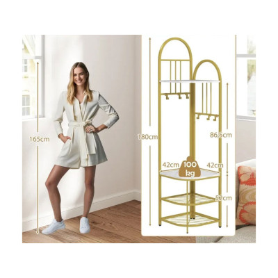 Rohový věšák na kabáty JV12208WH, čtyřpatrový - A