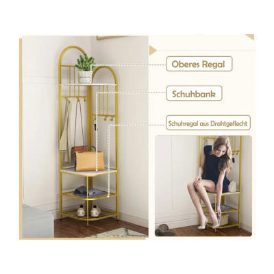 Rohový věšák na kabáty JV12208WH, čtyřpatrový - A