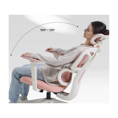 Ergonomická kancelářská židle BS5P, růžová - B