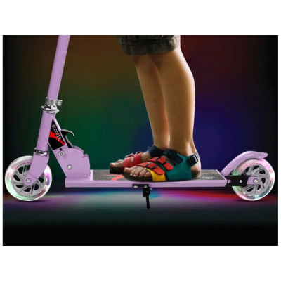 Skládací výškově nastavitelná dětská koloběžka SP0547ZS se 2 blikajícími kolečky, růžová - A