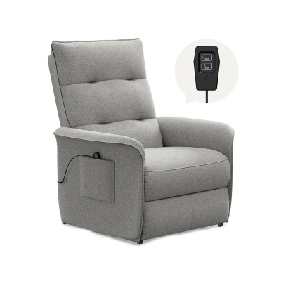 Elektrické polohovací křeslo s funkcí naklápění 105°-155°, šedé - B