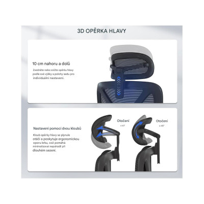 Ergonomická kancelářská židle ErgoX s výškově nastavitelným sedákem, černá - A