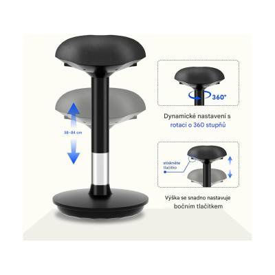 Kyvadlová kancelářská židle, výškově nastavitelný sedák, černá - A