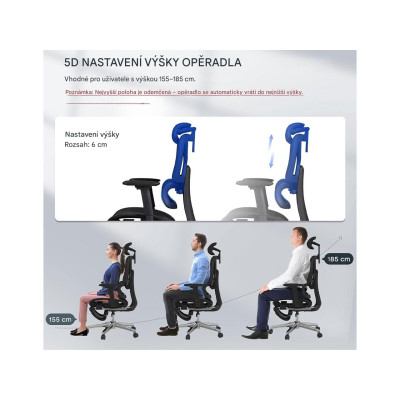 Ergonomická kancelářská židle C7DG-Air LITE PRO pro manažery, tmavě šedá - B