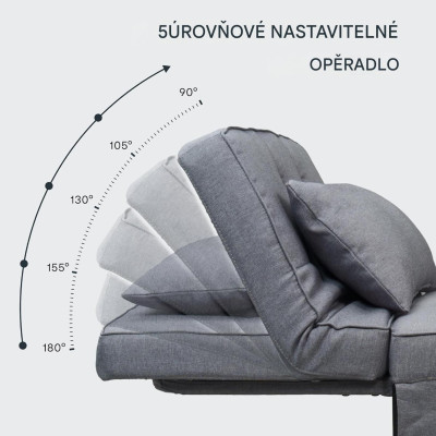 Křeslo, 3v1, až 300 kg, šedé, 91 x 69 x 35 cm - B