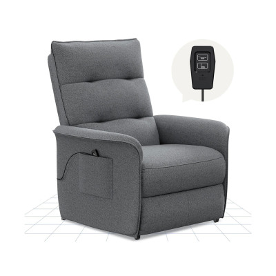 Elektrické polohovací křeslo s funkcí naklápění 105°-155°, tmavě šedé - A