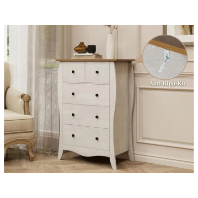 Komoda JV11619GR s 5 skládacími látkovými zásuvkami, šedá - B