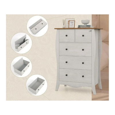 Komoda JV11619GR s 5 skládacími látkovými zásuvkami, šedá - B