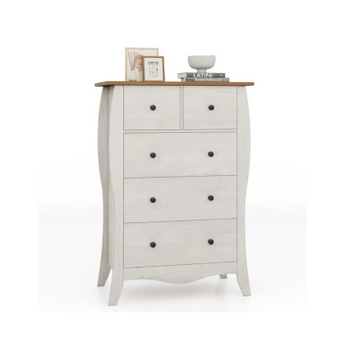 Komoda JV11619GR s 5 skládacími látkovými zásuvkami, šedá - B