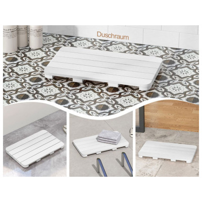 Koupelnová předložka BA8031WH z designu dřeva, 60 x 48 cm, bílá - A
