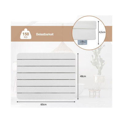 Koupelnová předložka BA8031WH z designu dřeva, 60 x 48 cm, bílá - A