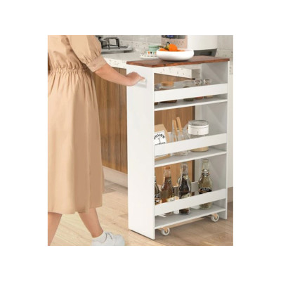 Kuchyňský vozík JV11646CF se 4 patry a kolečky, bílý - B