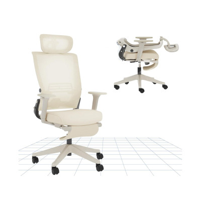 Ergonomická kancelářská židle pro malé prostory s bederní opěrkou, bílá - B