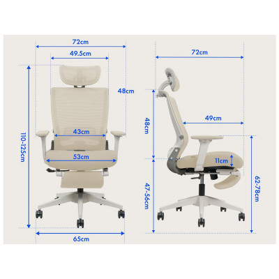 copy of Ergonomická kancelářská židle pro malé prostory s bederní opěrkou, bílá - B