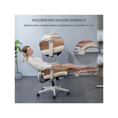 copy of Ergonomická kancelářská židle pro malé prostory s bederní opěrkou, bílá - B