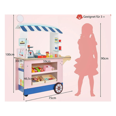 Dětský vozík na potraviny TM10037 se 2 policemi, na 3 kolečkách - B