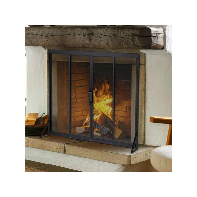 Krbová zástěna HV10755 s posuvnými dvířky, 89 x 72 cm, černá - A