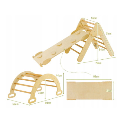 Dřevěné dětské hřiště pro děti TS10167NA, 3v1 - B