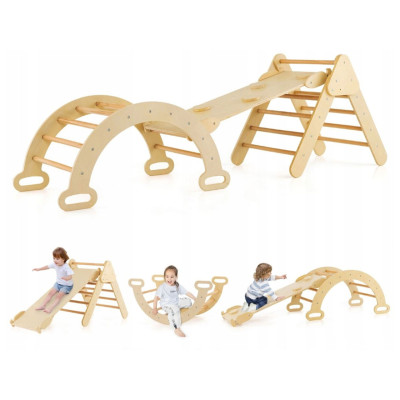 Dřevěné dětské hřiště pro děti TS10167NA, 3v1 - B