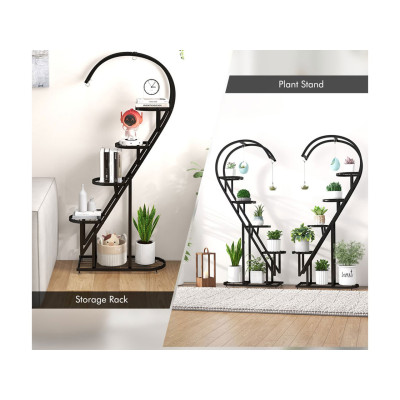 Stojan na rostliny GT4090DK s háčky na zavěšení, černý - B