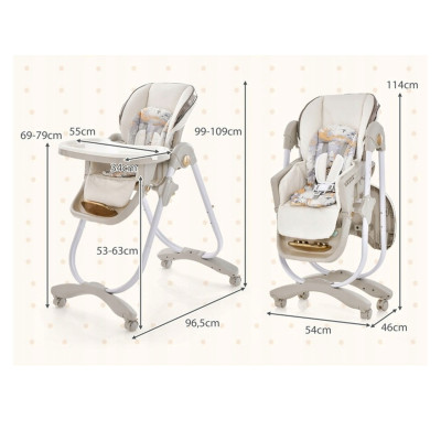 copy of Skládací židlička pro krmení kojenců AD10049GR s nastavitelnou výškou, bílá - A