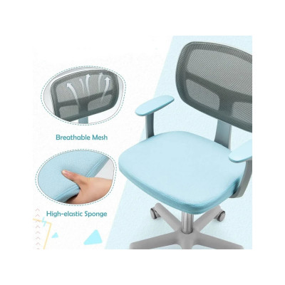 Dětská otočná židle HY10252BL s područkami, modro/šedá - A