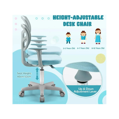 Dětská otočná židle HY10252BL s područkami, modro/šedá - A