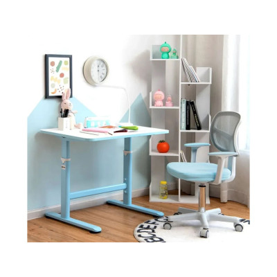 Dětská otočná židle HY10252BL s područkami, modro/šedá - A