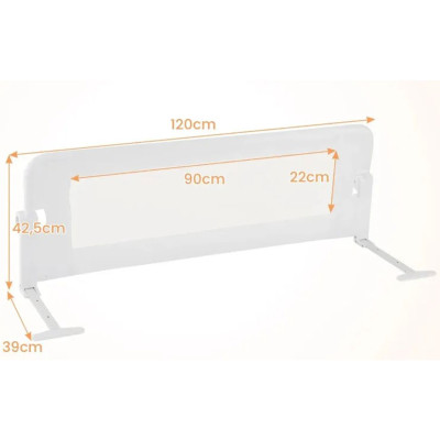 Sklápěcí ochrana postele BS10048WH s nastavitelnými popruhy, 121 x 40,5 x 42 cm, bílá - A