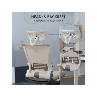 Ergonomická kancelářská židle pro malé prostory s bederní opěrkou, bílá - B