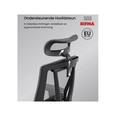 Ergonomická kancelářská židle BS14B, černá - A