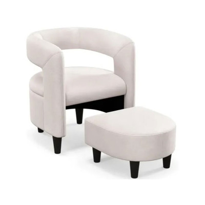 Akcentové křeslo JV11283BE s podnožkou, béžové - B