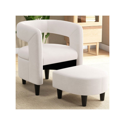 Akcentové křeslo JV11283BE s podnožkou, béžové - B