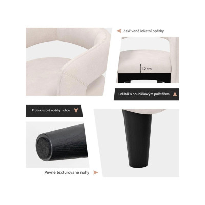 Akcentové křeslo JV11283BE s podnožkou, béžové - B