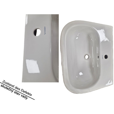 Umyvadlo DURAVIT D-Code, bez speciální glazury, otvor pro baterii: uprostřed, s přepadem, bílá - B