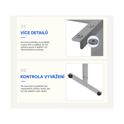 Výškově nastavitelný stůl E1S-PRO-EUAM silver, nosnost 100 kg - N