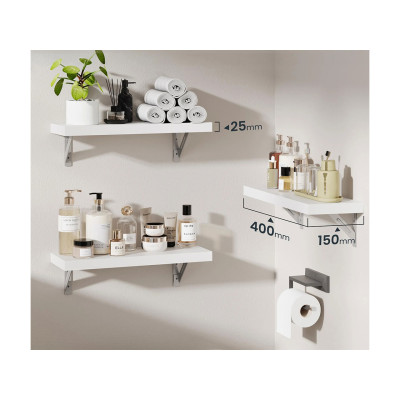 Sada 3 nástěnných polic AW1W-3,  400 × 150 × 25 mm, bílé - N