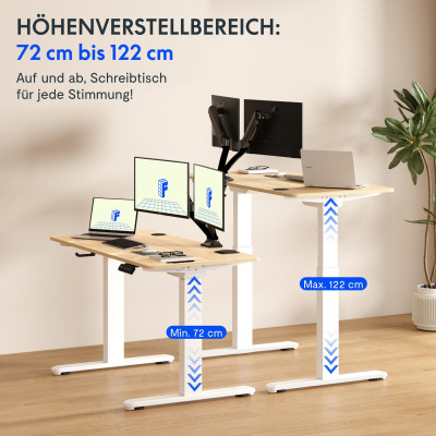 Stůl s paměťovými funkcemi, 110 cm x 54 cm, bílý - B