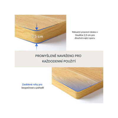 Obdélníková stolní deska PR1208-Maple-FSC 120x80cm - N