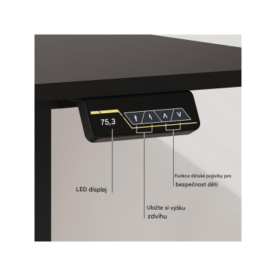Elektrický stůl FQ1B-1660-EUV2 black, 160 x 60cm, černý - N