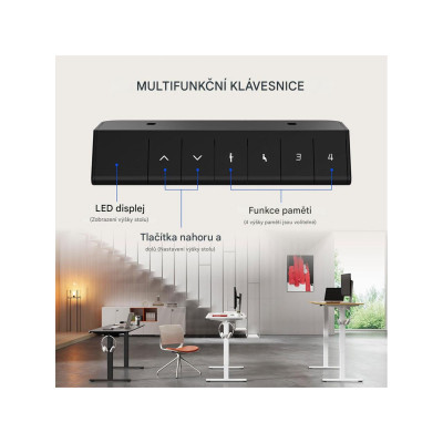 Elektrický stůl QE1B-1154-EUV1, 100 x 60 cm, černý - A