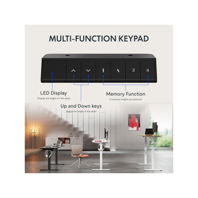 Elektrický stůl QE1B-1154-EUV1, 100 x 60 cm, černý - A